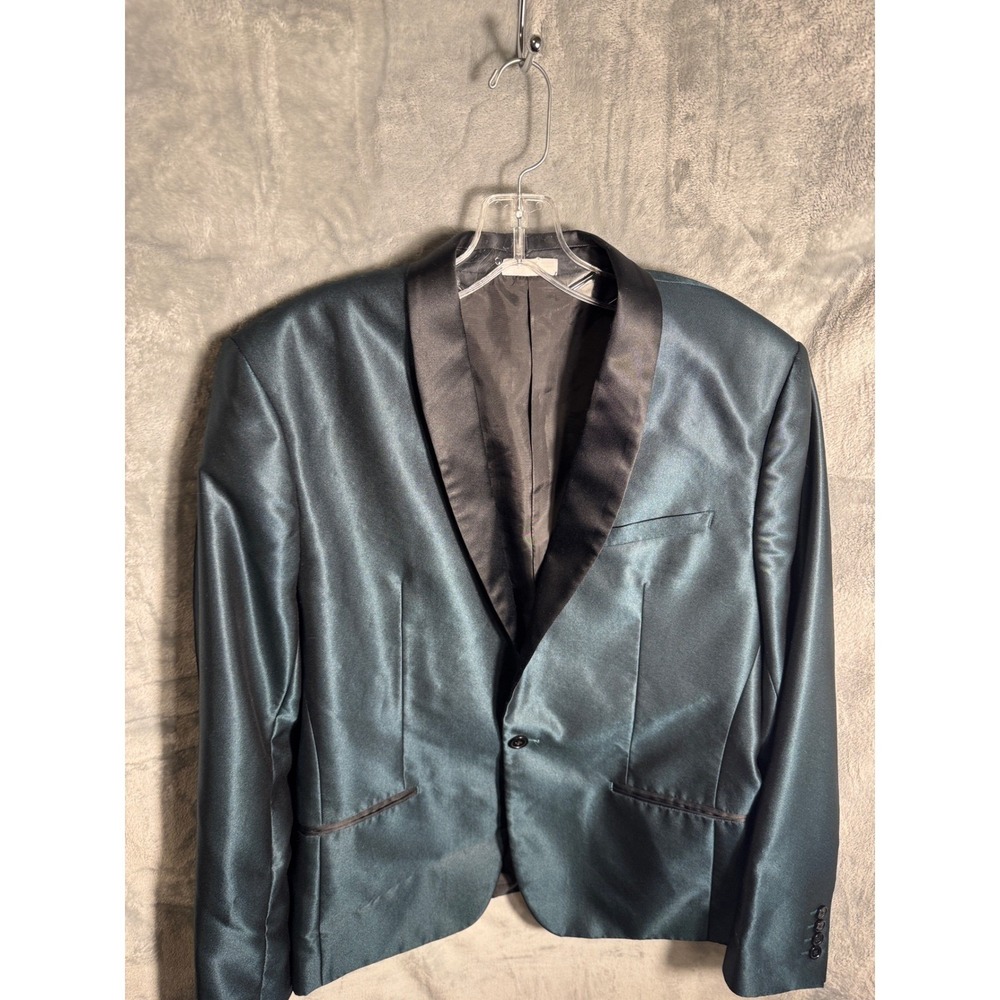 Original Use Men's Teal Shiny Shawl Collar‎ Blazer Jacket Size L